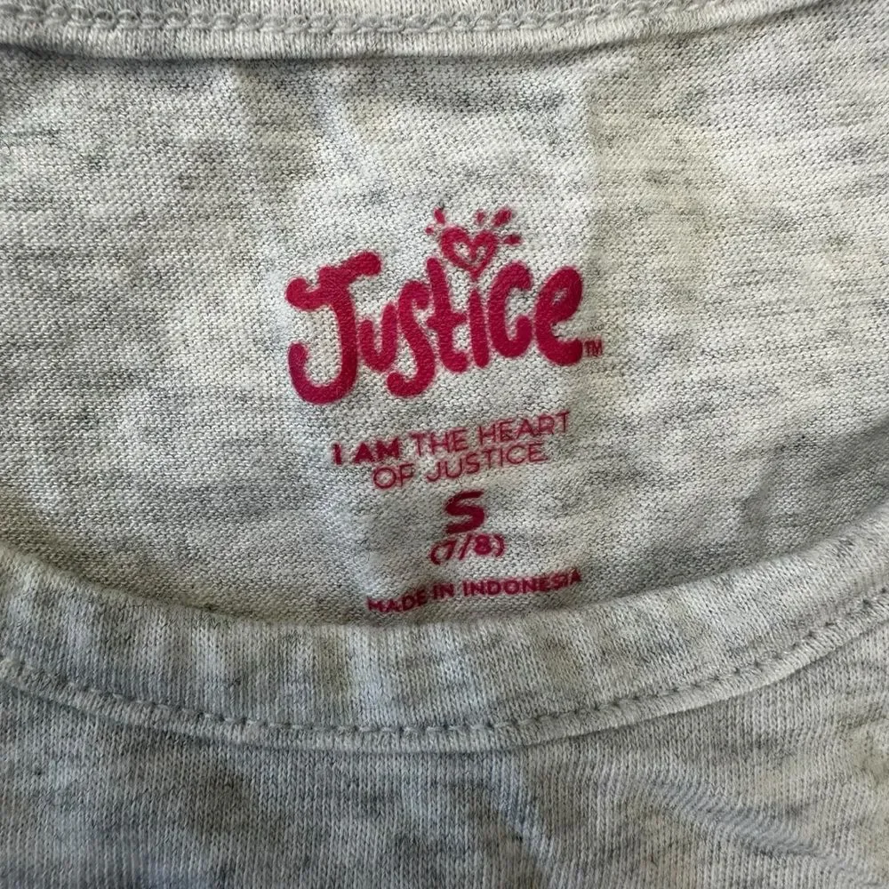 Justice Girls Set of 2 Graphic Tank Tops Sz S 7/8 Blue Gray Multicolor Tie Up